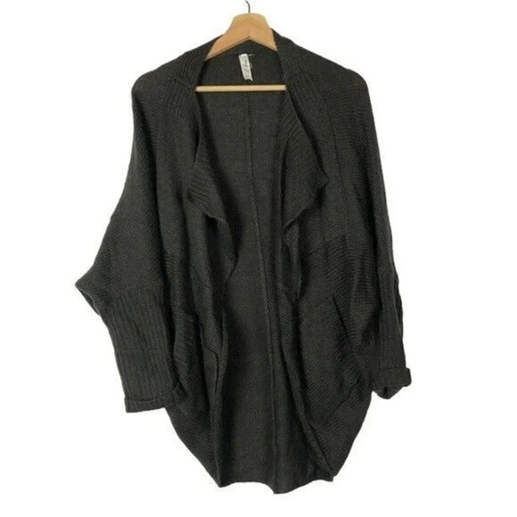 Boutique L Love Dark Gray Drape Front Knit Cardigan Sweater S/M - Picture 1 of 4